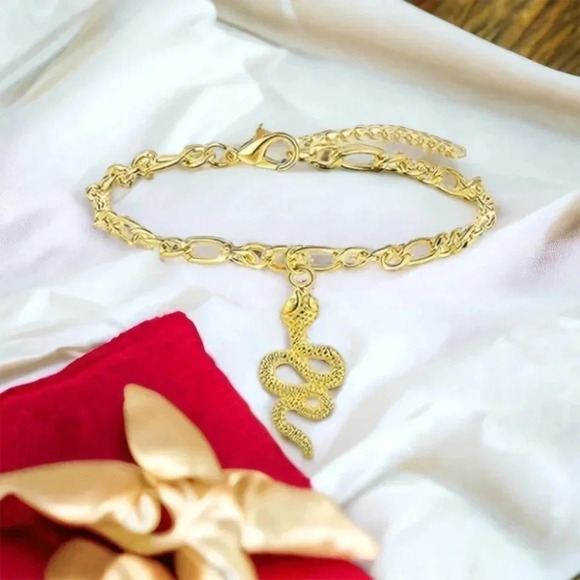 Gold Snake Anklet Bracelet - Picture 5 of 8